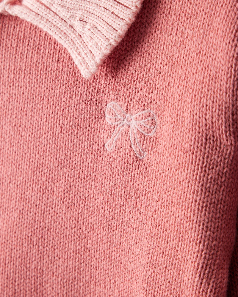 Baby Girl 2-Piece Bow Sweater & Plaid Skirt Set - Pink