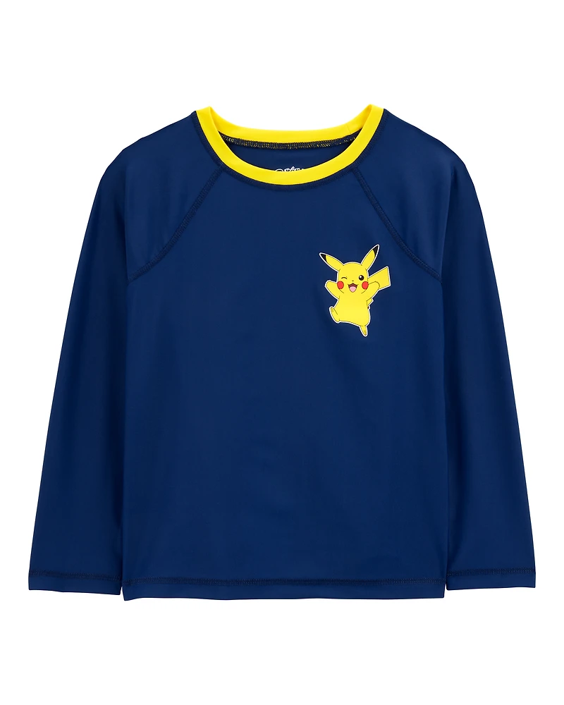 Boys Pokémon™ Pikachu Long-Sleeve Rashguard Swim Top - Navy