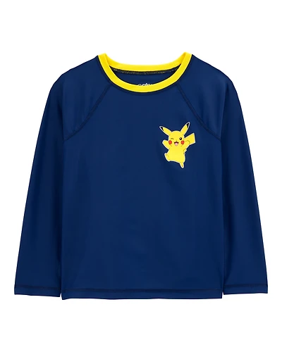 Boys Pokémon™ Pikachu Long-Sleeve Rashguard Swim Top - Navy