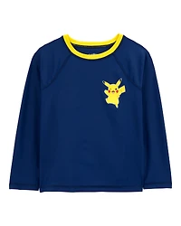 Boys Pokémon™ Pikachu Long-Sleeve Rashguard Swim Top - Navy