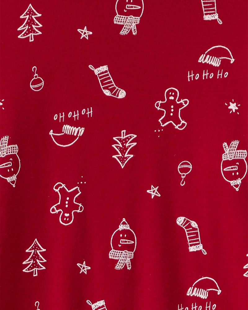 Adult Christmas Snug Fit 2-Piece Pajamas - Red