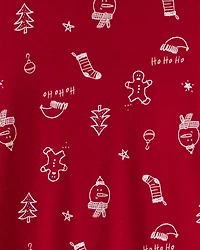 Adult Christmas Snug Fit 2-Piece Pajamas - Red