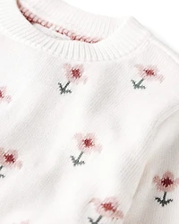 Toddler Girl Organic Cotton Sweater Knit in Wildflower Maze Print