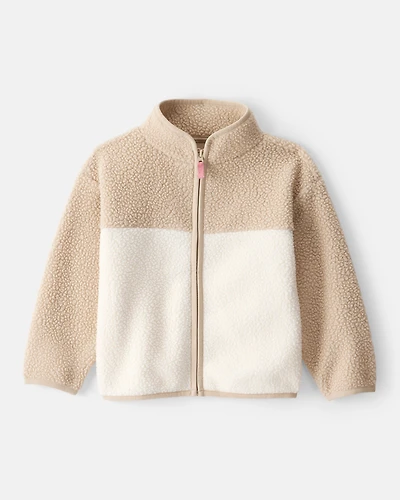 Toddler Girl Color Block Zip-Up Jacket - Brown