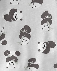 Baby Organic Cotton Shortall Set Panda Bear
