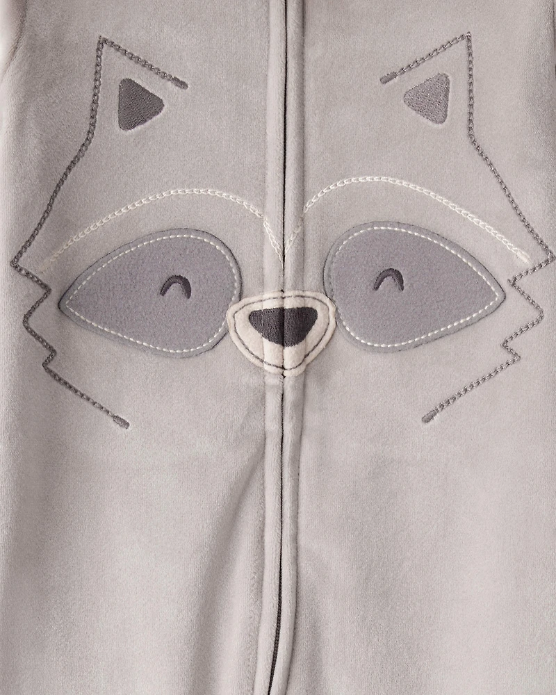 Baby Boy Raccoon DreamPlush Snug Fit Long-Sleeve 2-Way Zip Pajamas