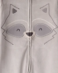 Baby Boy Raccoon DreamPlush Snug Fit Long-Sleeve 2-Way Zip Pajamas