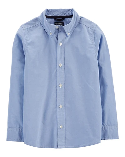 Boys Long Sleeve Button-Front Uniform Shirt