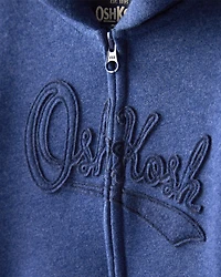 Toddler Boy Fleece Hooded Zip-Up Jacket - Navy