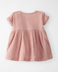 Baby Organic Cotton Gauze Dress in Pink