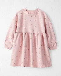 Toddler Girl French Terry Dress Made with Organic Cotton in Blush Petals Print