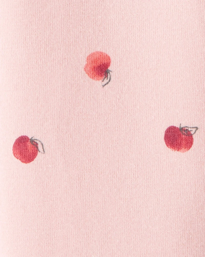 Toddler Girl Cotton Apple Stretch Leggings - Pink