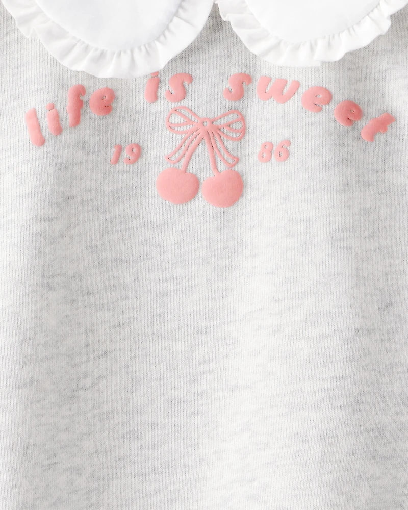 Toddler Girl Cherry French Terry Short-Sleeve Graphic Tee - White