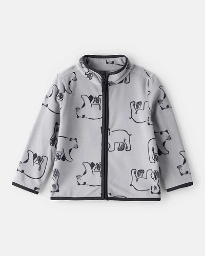 Baby Boy Polar Bear Microfleece Zip-Up Jacket - Grey