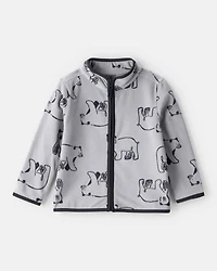Baby Boy Polar Bear Microfleece Zip-Up Jacket - Grey