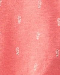 Baby  Romper Made with Organic Cotton Seahorse Print