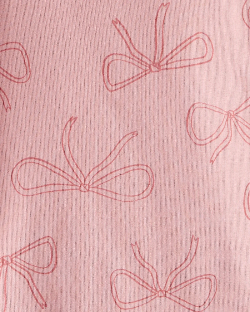 Toddler Girl Ballet Print 100% Cotton Long-Sleeve 4-Piece Pajamas - Pink/White