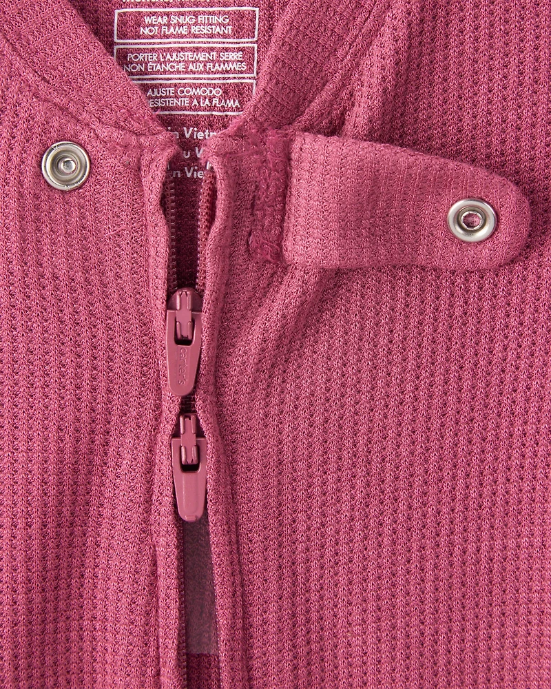 Baby Girl PurelySoft Long-Sleeve 2-Way Zip 1-Piece Pajamas - Pink