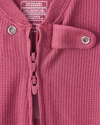 Baby Girl PurelySoft Long-Sleeve 2-Way Zip 1-Piece Pajamas - Pink