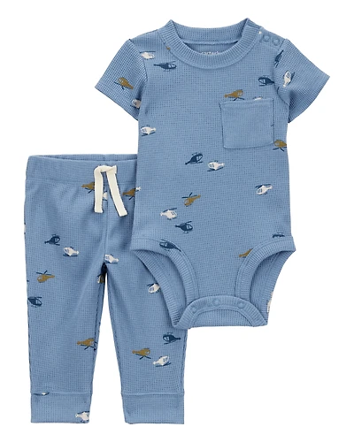 Baby 2-Piece Waffle Knit Bodysuit Pant Set