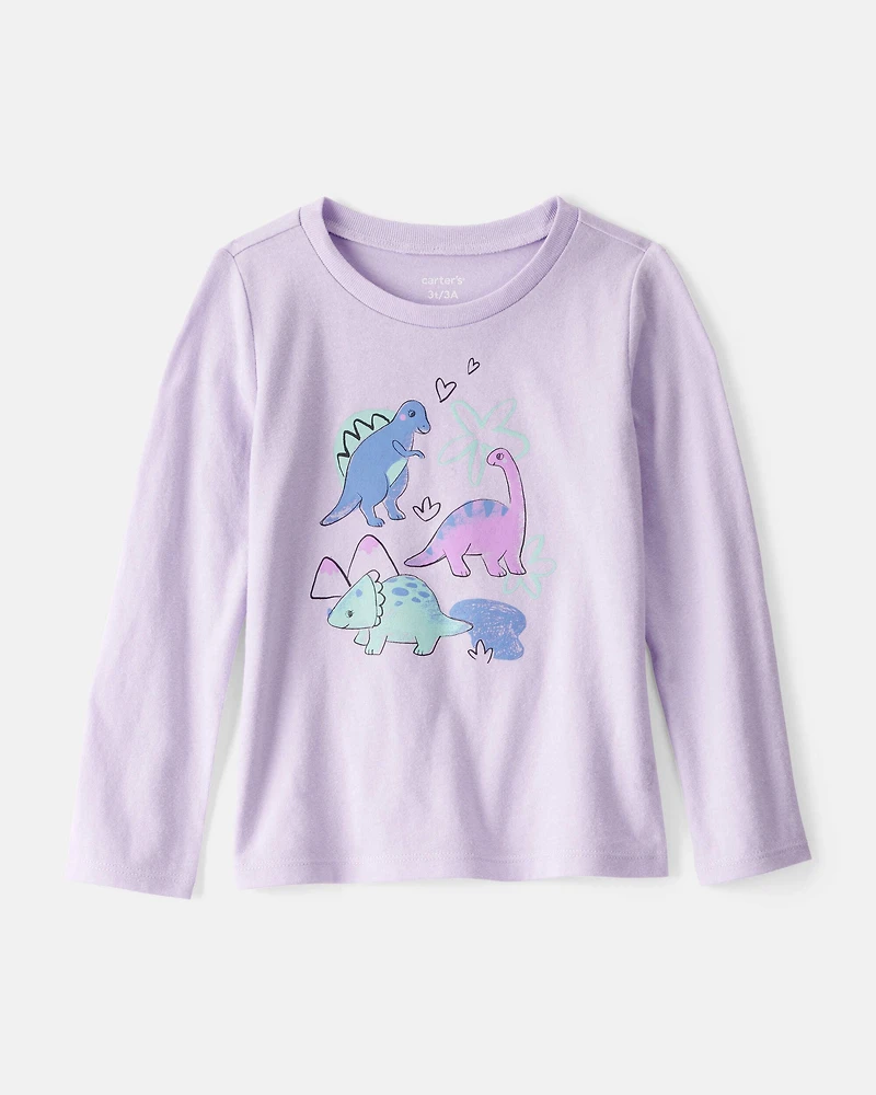 Toddler Girl Dinosaur Long-Sleeve Graphic Tee - Purple