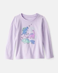 Toddler Girl Dinosaur Long-Sleeve Graphic Tee - Purple