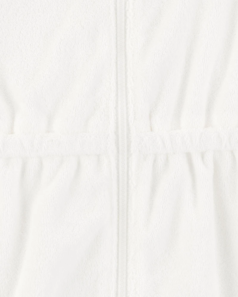 Toddler Girl Hooded Terry Cloth Swim Cover-Up Dress - White