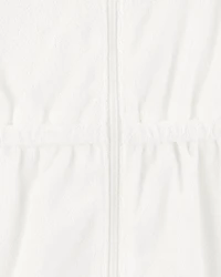 Toddler Girl Hooded Terry Cloth Swim Cover-Up Dress - White