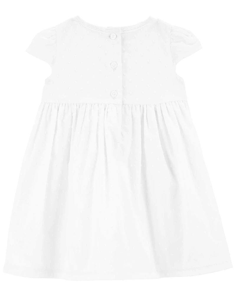 Baby Girl Textured Babydoll Dress - White