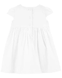 Baby Girl Textured Babydoll Dress - White