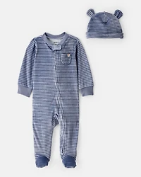 Baby Boy 2-Piece DreamPlush Long-Sleeve Snug Fit Sleep & Play Pajamas - Blue