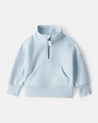 Baby Girl Long-Sleeve Quarter-Zip Pullover Sweatshirt - Blue