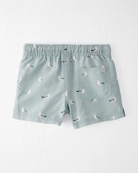 Toddler Boy Recycled Seagull-Print Swim Trunks