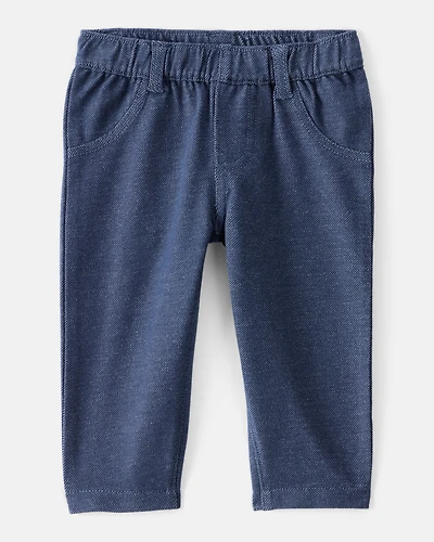 Baby Girl Faux Denim Pants - Navy Blue