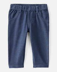 Baby Girl Faux Denim Pants - Navy Blue
