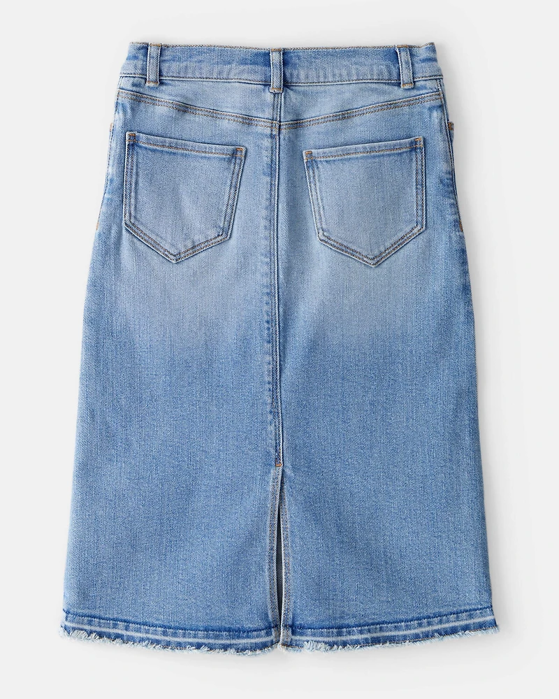 Girls Denim Midi Skirt - Blue
