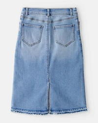 Girls Denim Midi Skirt - Blue
