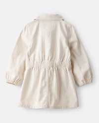 Toddler Girl Embroidered Cotton Long-Sleeve Dress - White
