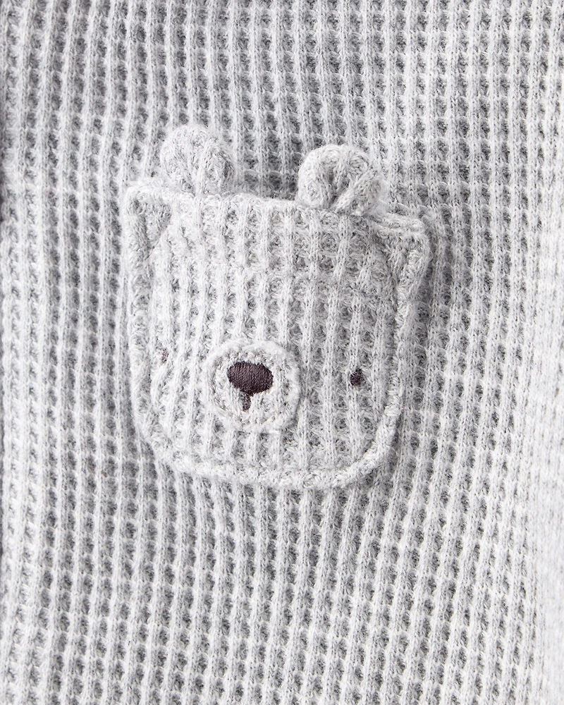 Baby Boy 3-Piece Thermal Bear Little Cardigan Set - Grey/Green