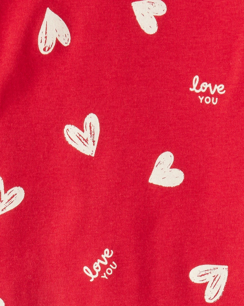 Toddler Valentine's Day Heart 100% Cotton Snug Fit 2-Piece Pajamas - Red