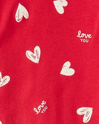 Toddler Valentine's Day Heart 100% Cotton Snug Fit 2-Piece Pajamas - Red