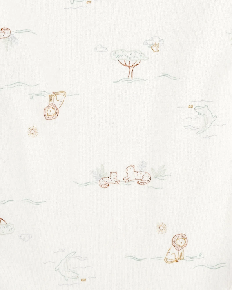 Baby Boy 5-Pack Safari Short Sleeve Bodysuits - Beige/Cream/Grey/Green