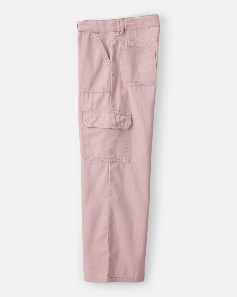 Girls Cotton Wide-Leg Pants - Pink