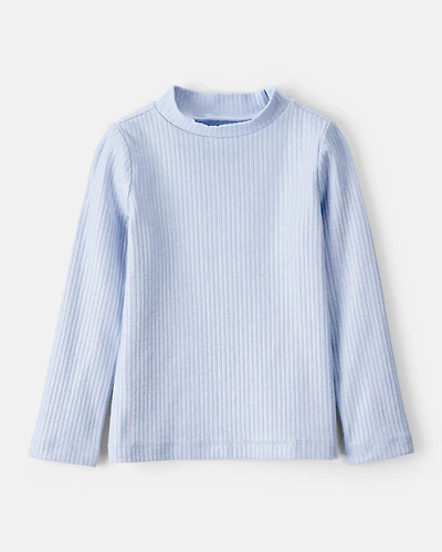 Toddler Girl Shimmer Rib Mock Neck Top - Blue