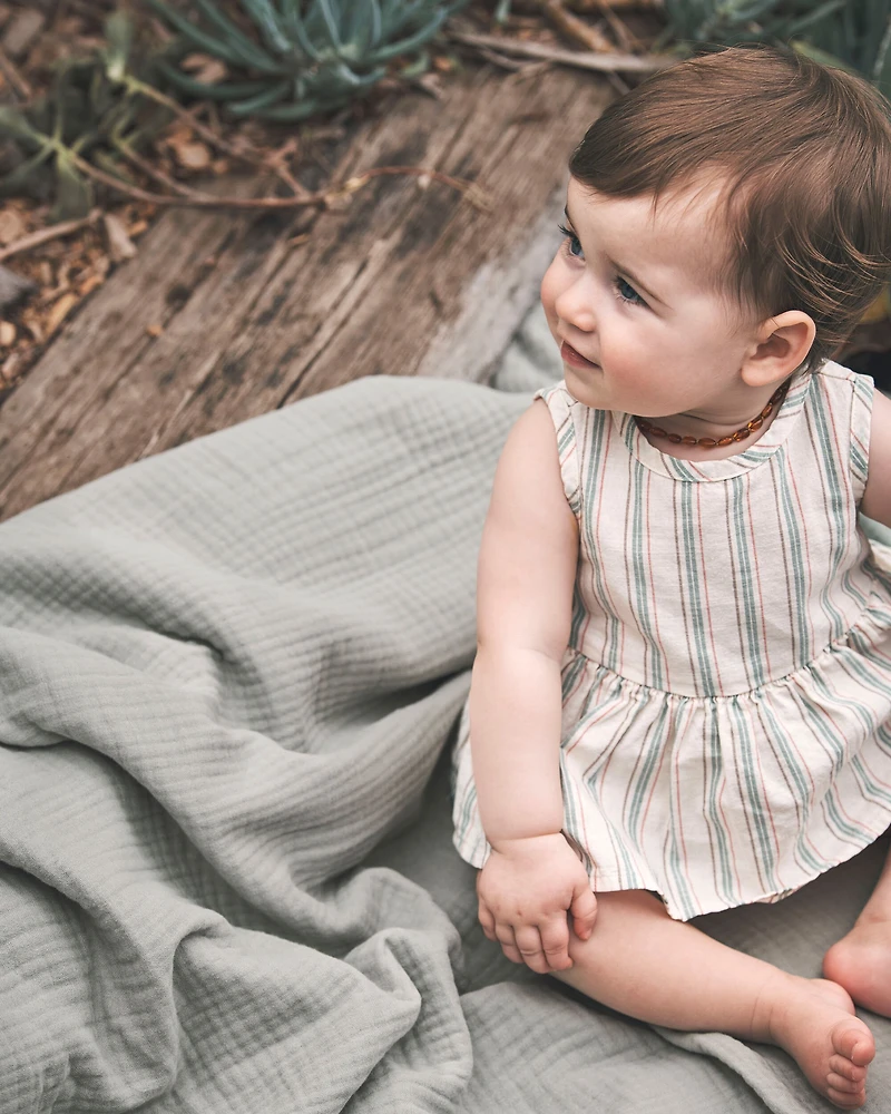 Baby Striped Sunsuit Made with Organic Cotton and Linen Blend