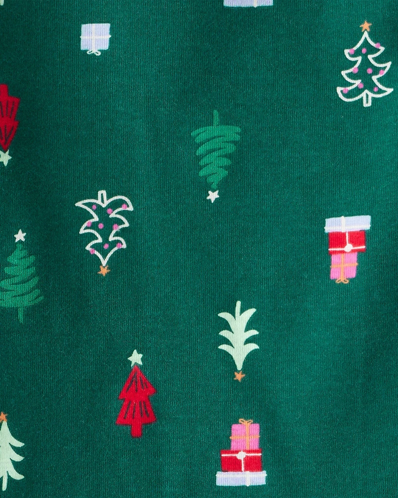 Toddler Green Trees 100% Cotton Long-Sleeve Snug Fit 2-Piece Pajamas - Green