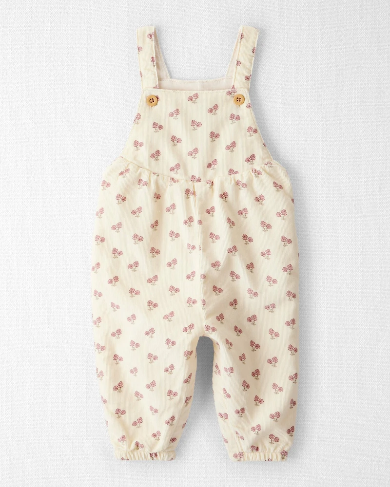 Baby Girl Organic Cotton Corduroy Overalls Garden Bloom Print