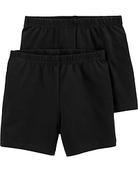 Girls 2-Pack Black Bike Shorts