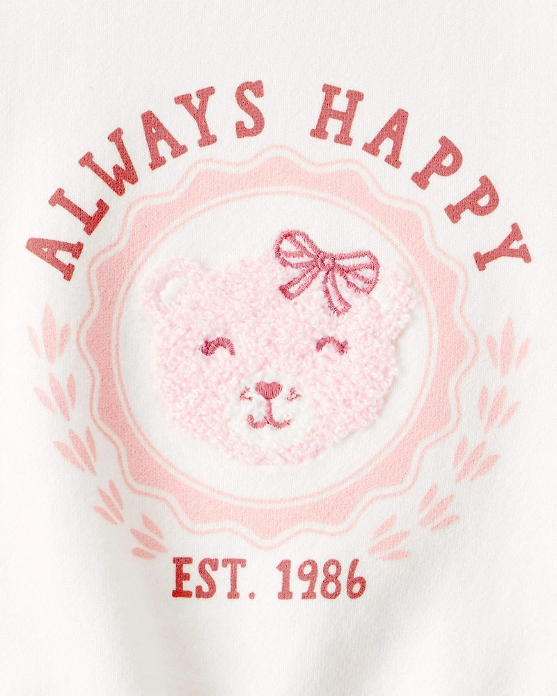 Baby Girl Bear Short-Sleeve Fashion Top - White