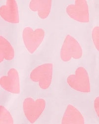 Kid 4-Piece Rainbow Heart 100% Snug Fit Cotton Pajamas - Pink